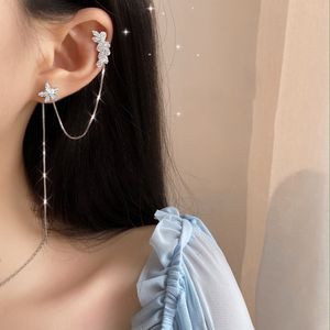 1pc Novo brincos de clipe de estrela da lua dourada da moda para mulheres para mulheres simples cartilagem falsa jóias de manguito de orelha de borda longa