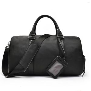 Duffel Bags Designer Duffle Travel Bag Men Business Férias Organizador de bagagem de bagagem com bolso de bolso de bolso preto vaca Couro genuíno