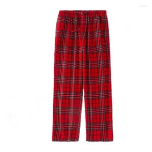 Men's Sleepwear 2022 Spring Autumn Men Cotton Sleep Bottoms Male Red Plaid Trousers Casual Home Pants High Quality Pajama S-XXL 100KGS