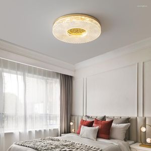 Plafoniere Biewalk Nordic Modern Round Golden Glass Light Luxury Family Soggiorno Studio Camera da letto Lampade a LED