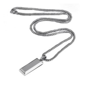 Mens Fashion Hip Hop Jewelry Bullion Pendant Necklace Silver Stainless Steel Snake Chain Design 18k Gold Plated Trendy Necklaces F9789095