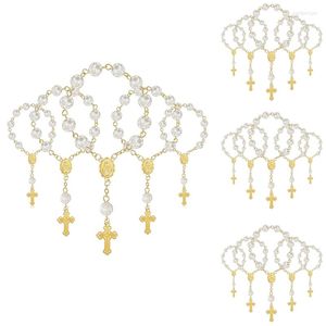 Charm Armb￤nder 20pcs Taufe Gefallen mit Kreuz Mini Rosenkr￤nzen Acrylperlen Armband Taufe Kommunion Finger Rosarie