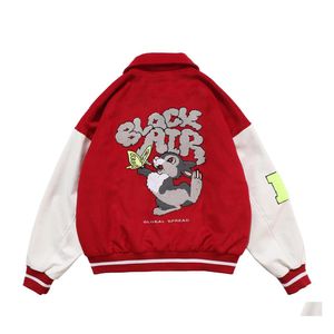 Herrenjacken Aelfric Eden Hip Hop Bunny Butterflywork Herren SS Harajuku Farbblock Baseball Mäntel Streetwear Bomberjacke 201226 D Dhw4Y