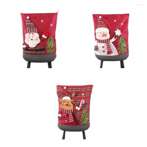 Chair Covers Cartoon Christmas Dining Cover Kitchen Linen 3D Santa Claus Snowflake Antimacassar Slipcover For Bar