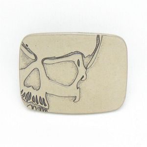 Newest Rectangular Silver skull belt buckles with pewter Fashion Mens Womens Jeans accessories fit 4cm Wide Belt317J