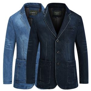 Дизайны Blazers Jacket Мужчина повседневная джинсовая джинсовая тонкая карманная сплайсинга
