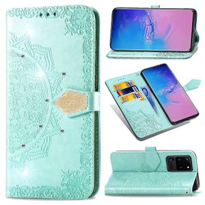 حالات هاتف محفظة لـ Samsung Galaxy S23 S22 S21 S20 Note20 Ultra Note10 Plus Rhinestone Mandala Encorting Pu Leather Flip Cover Cover مع فتحات البطاقة