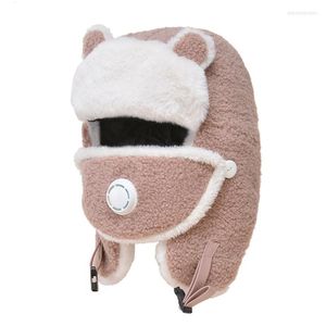 Berets Autumn Winter Cute Lamb Wool Leifeng Cap Thickened Warm Cycling Ear Protection Fashion Retro Soft Trend Sweet Cool Pilot Hat