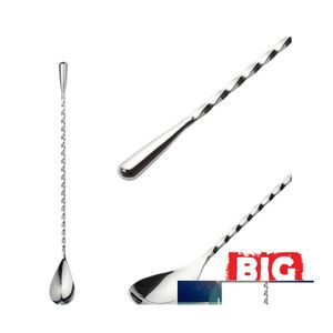 Ferramentas de barra Cocktail de aço inoxidável Twisted Mixing Spoon Fio Fork DIY Conjunto Diy Shaker Muddler Spirrer Drop Dat entre Home G Otitk