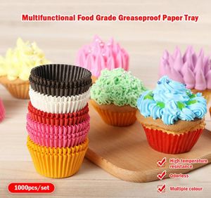 Opakowanie prezentowe 1000pcs Mini rozmiar Chocalate papierowe wkładki do pieczenia muffinki kubki Forms Forms Cupcake Pose Solid Color Party Tray Mold6370945