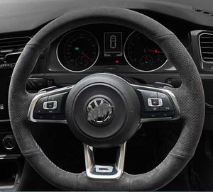 Car Steering Wheel Cover DIY Customized Suede Leather Braid For Volkswagen Golf 7 GTI Golf R MK7 VW Polo GTI Scirocco 2015 2016