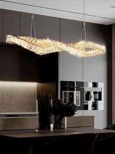Kolye lambaları İtalyan restoran lambası ışık lüks kristal avize modern minimalist yaratıcı bar ofis uzun