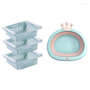 Förvaringsflaskor födda baby fällbara badkar duschkar med 3 pack kylslåda arrangör infällbart kylskåp