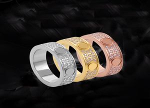 Titanium Steel Band Rings With Full Diamond Cubic Zirconia Bridal Engagement Rings Wedding Band for Women And Men Size 5116130239