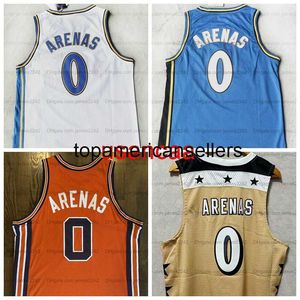 Retro Men #0 Gilbert Arenas Jersey de basquete Amarelo Azul cor branca 0 camisas todas costuradas