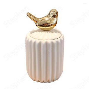 Storage Bottles Electroplating Animal Ceramic Jar With Lid European Modern Relief Craft Jewelry Necklace Display Jars Home Decoration