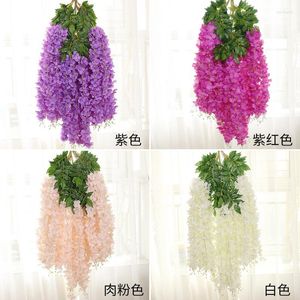 Flores decorativas 12pcs wisteria artificial falsa violeta pendurada girlanda rattan wedding festa de seda strings home jardim decoração