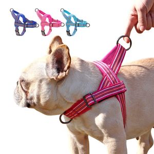 Hundhalsar Leases Reflective Nylon Dog Harness Soft vadderad husdjur Väst Varma vinterhundar sele Pitbull Små medelstora stora hundar med handtag S-2XL T221212