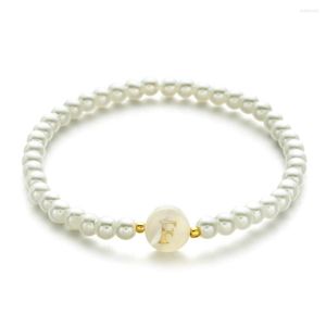 Charm Bracelets ZMZY Simulated Pearl Bracelet Initial Letter Shell Elastic Chain For Woman Fashion Jewelry