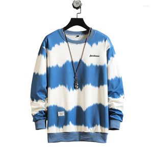 Herrtröjor Autumn Spring Hoodie Sweatshirt Mens Black White Hip Hop Striped Punk Pullover Streetwear Casual Fashion Clothes Oversize