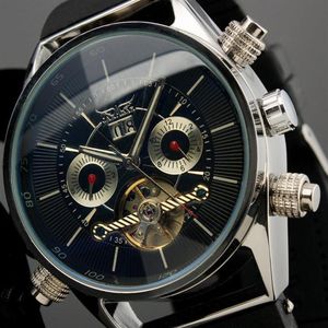 Jaragar Mens Watches Top -Marken Luxus Automatisch Fashion Sport Watch Shark Lines Design Gummiband Tourbillion Display Calender256J