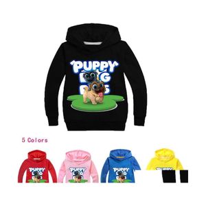 Hoodies tröjor dlf 216y sweet tecknad marionett hund kamrater hoodie barn för småbarn flickor valpvänner tonåringar pojkar jumper lj201 dhnm6