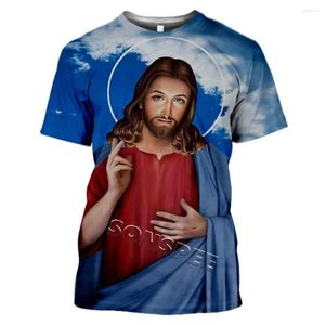 Herren-T-Shirts, Sommer, Streetwear, Harajuku, Cartoon-T-Shirts für Männer und Frauen, Jesus, religiös, 3D-Druck, lässige Mode, trendige Kleidung