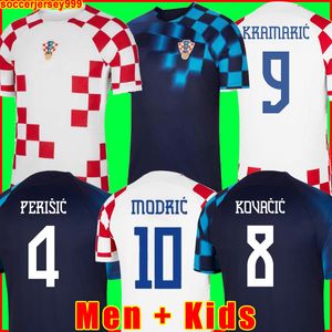 2022 Kroatië voetbaltruien 22 23 Home 10 Modric 7 Brekalo Perisic Shirt Away Brozovic Kramaric Rebic #1 Livakovic World Cup National Team Football Uniform Men Kids Kit