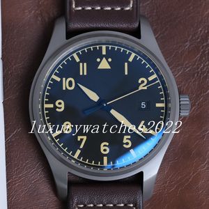 Classic Men's Watch 40 mm Ref.327006 TOP Oryginalny Lether Pasek Data Automatyczne ruch Sapphire Mirror Topspin Titanium Burekle Calfsk zegarek na rękę