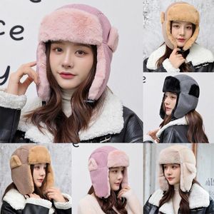 Berets 1PC Kobiety Faux Fur Winter Traper Hat Bomber Hats Hats Earflap Bonnet Ushanka Rosjanin