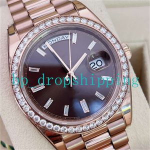 Fabriksleverantör Mens Titta 40mm Dial 18k Rose Gold Diamond Bezel Automatisk mekanisk rostfritt stål Sapphire Glass Fashion Men's Wristwatch Montre de Luxe