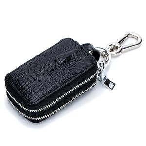Genuine Leather Men Car Key Wallets Housekeeper Alligator Pattern Double Zipper Home Key Case Fashion Women Key Bag285u
