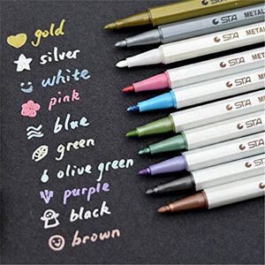 Pcs/lot STA Metallic Colored Ink Water Chalk Pen For Scrapbook Po Drawing Watercolor Art Marker Gel Pens Stationery