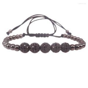 Bransoletka mody Strand 6 mm Black Pave Ustawianie koralików CZ Plejanie bransoletki dla mężczyzn damskie biżuterię Prezent
