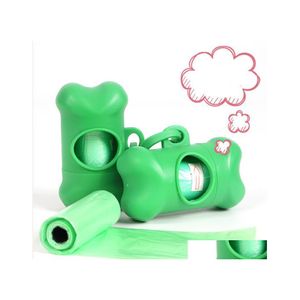 Andra hundf￶rs￶rjningar Garbag Box Cute Bone Shape Type PET TRASH PAGS Solid Color Portables Pets Poop Clean Up Refills Small LXL435 OtoSD