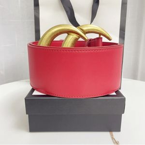 Designermode Luxus 7 cm Gürtel aus massivem Kupfer große goldene Schnalle und Perlengürtel Damen rot schwarz Taillenschnalle Großhandel AAAAA1