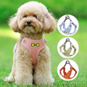 Collari per cani Guinzagli Pet Cat Dog Harness and Guinzaglio Set Velluto a coste Cintura pettorale Cani Gilet per cucciolo medio piccolo Chihuahua Razze bulldog francese Imbracatura T221212