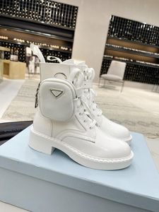 Designer Luxo Monolith Boot Botyer Botas de borracha de couro branco com caixa original