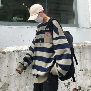 Herrtröjor Spring Hip Hop Hoodie rand Löst mode Creative Korean Style Casual Man Sudaderas Hombre Sweatshirt Men Ec50wy