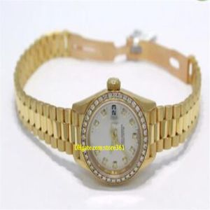 ブランドウォッチサファイア26mm女性時計ゴールド大統領ダイヤモンドベゼルステンレス自動女性ウォッチ2424
