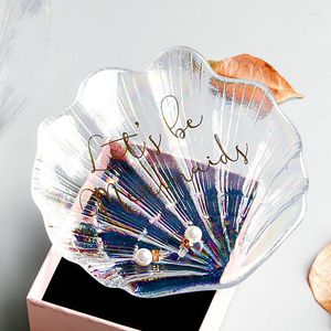 Plates Creative Exquisite Glass Small Dish Net Red Shell Dessert Torkad frukt Snack Tray Nail Art Jewelry Storage