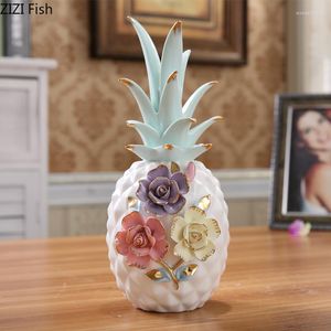 Dekoracyjne figurki malowane ananasowe ceramiczne owoce Ozdoby Ozdoby Pozłacane porcelanowe biurko dekoracje rzemieślnicze dekoracja domu nowoczesne