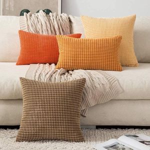 Pillow Corduroy Soft Cover Decorative Square Throw Case Big Kernels Corn Striped Thick For Sofa Bedroom