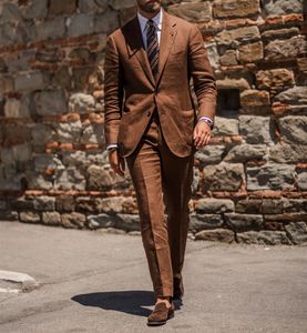 Blazer e pantaloni 2 pezzi da uomo slim fit business lino abito estivo estivo sposo matrimonio smoking su misura abiti casual da uomo