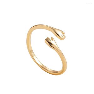 Anéis de casamento Creative Health Hand Love Abraço Casal Anel Open For Women Gold Color Forever Ajustável ME Jóias de moda