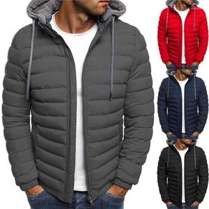 Men's Down Men Jacket Winter Warm Hooded Coat Padded Quilted Bubble Outwear Zip Puffer