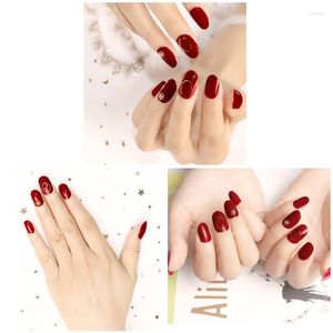 False Nails 24pcs Handmade Fake Nail Patch Medium Length Fashion Faux Pearl Solid Color Manicure Tool Sticker With Glue RP