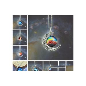 Pendant Necklaces Vintage Starry Moon Outer Space Universe Gemstone Gift Mix Models Drop Delivery Jewelry Pendants Dhmlv