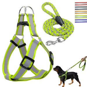 Dog Collars Leashes Step-in Dog Harness Walking Leash Set No Pullig Reflective Nylon Dogs Vest And Leads 5 Colors S M L For Small Medium Dogs T221212