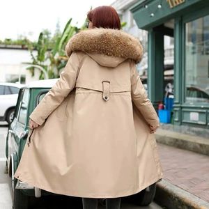 Winter Jacket Women Hooded Rabbit Wool Sleeve Fur Coat Removable Womens Furs Collar Hood Warm Streetwear Detachable Warm Overcoat